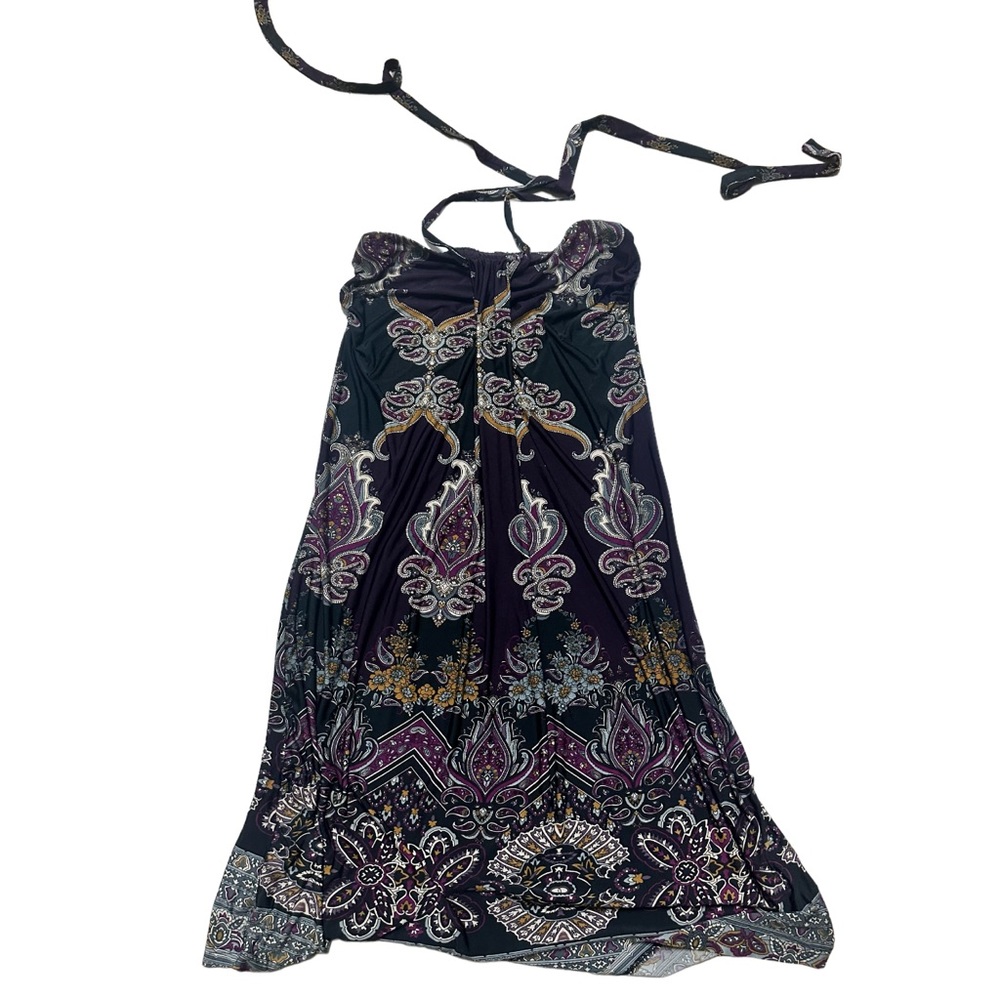 Peony USA Vintage Purple Floral Halter Dress Size Medium w/ Paper Tag